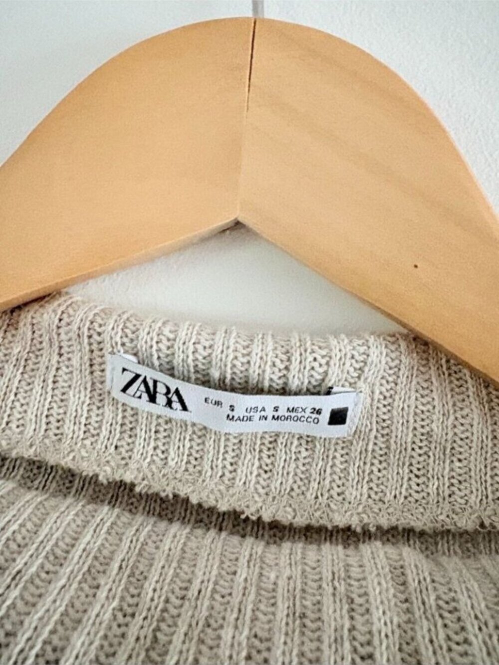 Zara Ribbed Knit SET Relaxed Top Wide Leg Pant Beige Neutral Size Small - Picture 3 of 6